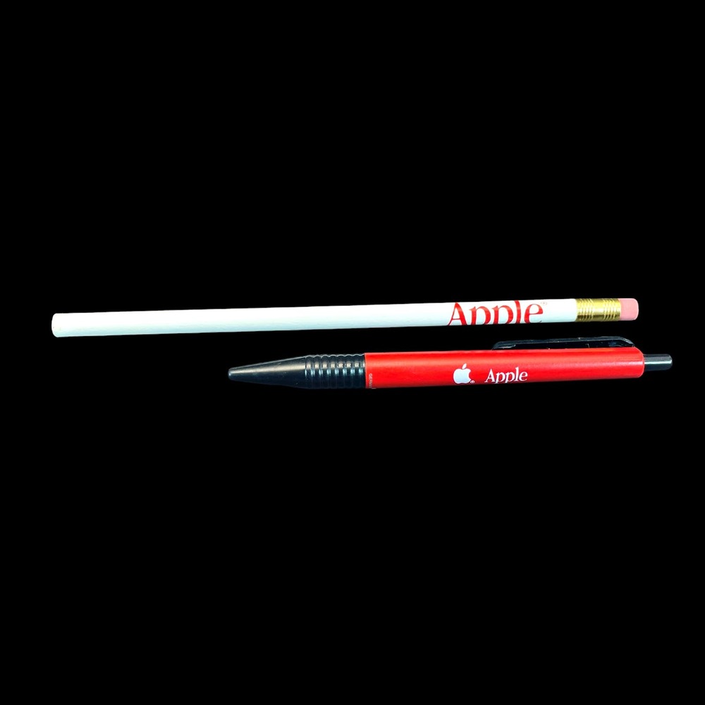 Vintage Apple Computer Employee Red Ink Pen & White Pencil 1980s/1990s Germany